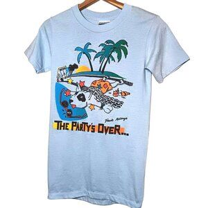 Treads McKengie T Shirt XS S Blue Partys Over Beach Blue Single Stitch Beer